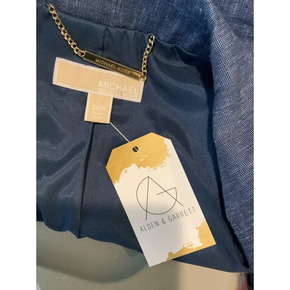 Michael Kors Dark Blue Linen Blazer, Size 24